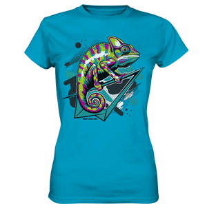 Farbenfrohes Chamäleon – Lebendige Tierillustration - Ladies Premium Shirt Bright Lights Arts