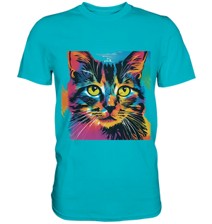 Farbenprächtiger Katzenkopf – Tiger's Blick - Premium Shirt Bright Lights Arts