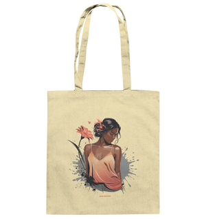 Farbige Eleganz – Stilvolle Frau in einer kreativen Komposition - Baumwolltasche Bright Lights Arts