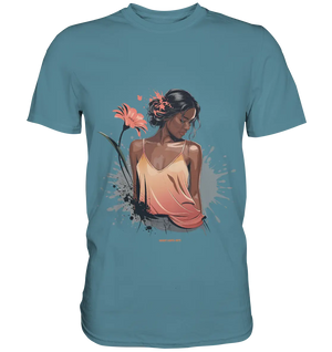 Farbige Eleganz – Stilvolle Frau in einer kreativen Komposition - Premium Shirt Bright Lights Arts