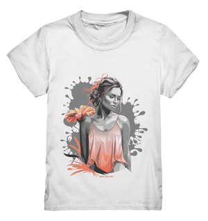 Farbige Eleganz – Stilvolle Frau mit Blume und lebhaften Farben - Kids Premium Shirt Bright Lights Arts
