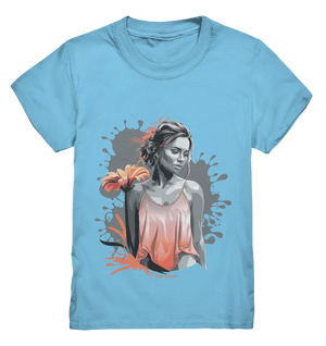 Farbige Eleganz – Stilvolle Frau mit Blume und lebhaften Farben - Kids Premium Shirt Bright Lights Arts
