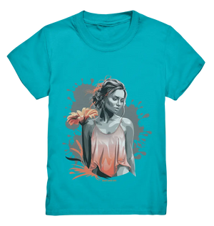Farbige Eleganz – Stilvolle Frau mit Blume und lebhaften Farben - Kids Premium Shirt Bright Lights Arts
