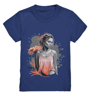 Farbige Eleganz – Stilvolle Frau mit Blume und lebhaften Farben - Kids Premium Shirt Bright Lights Arts