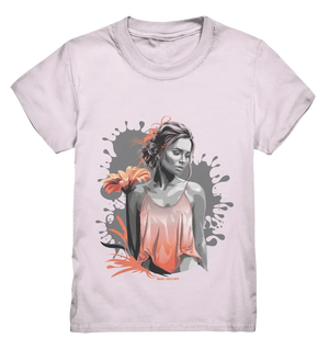 Farbige Eleganz – Stilvolle Frau mit Blume und lebhaften Farben - Kids Premium Shirt Bright Lights Arts