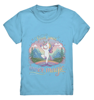 Find Your Inner Magic – Yoga-Einhorn auf dem Regenbogen - Kids Premium Shirt Bright Lights Arts