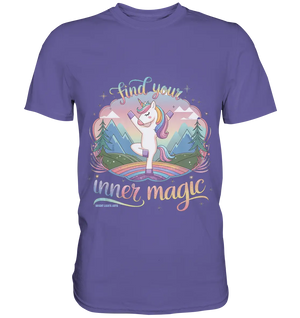 Find Your Inner Magic – Yoga-Einhorn auf dem Regenbogen - Premium Shirt Bright Lights Arts