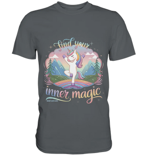 Find Your Inner Magic – Yoga-Einhorn auf dem Regenbogen - Premium Shirt Bright Lights Arts