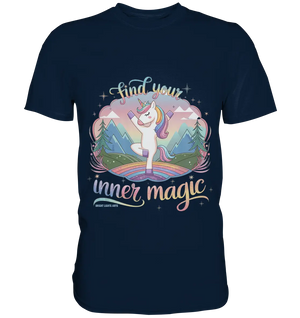 Find Your Inner Magic – Yoga-Einhorn auf dem Regenbogen - Premium Shirt Bright Lights Arts