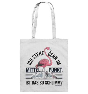 Flamingo im Mittelpunkt – Symbiose im Comic-Stil - Baumwolltasche Bright Lights Arts