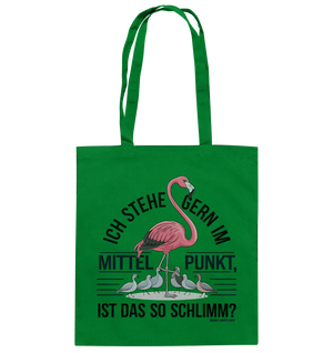 Flamingo im Mittelpunkt – Symbiose im Comic-Stil - Baumwolltasche Bright Lights Arts