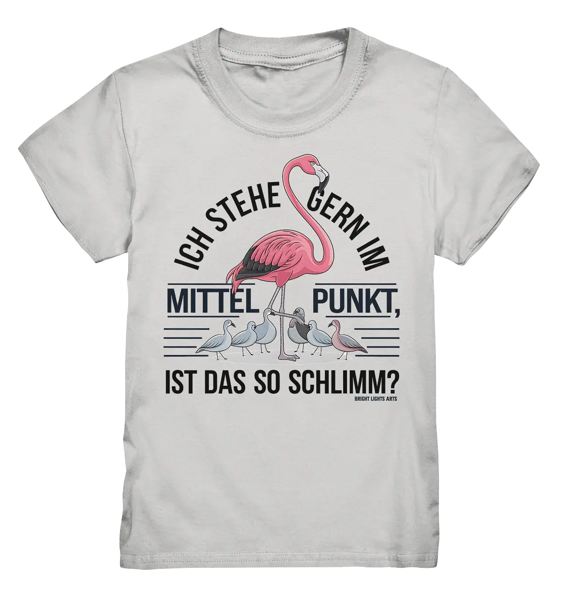 Flamingo im Mittelpunkt – Symbiose im Comic-Stil - Kids Premium Shirt Bright Lights Arts