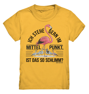 Flamingo im Mittelpunkt – Symbiose im Comic-Stil - Kids Premium Shirt Bright Lights Arts