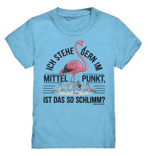 Flamingo im Mittelpunkt – Symbiose im Comic-Stil - Kids Premium Shirt Bright Lights Arts