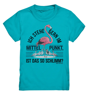 Flamingo im Mittelpunkt – Symbiose im Comic-Stil - Kids Premium Shirt Bright Lights Arts