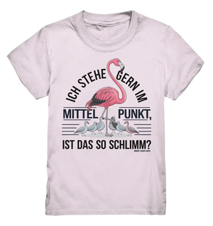 Flamingo im Mittelpunkt – Symbiose im Comic-Stil - Kids Premium Shirt Bright Lights Arts