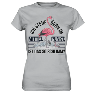 Flamingo im Mittelpunkt – Symbiose im Comic-Stil - Ladies Premium Shirt Bright Lights Arts