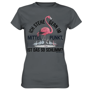 Flamingo im Mittelpunkt – Symbiose im Comic-Stil - Ladies Premium Shirt Bright Lights Arts