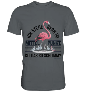 Flamingo im Mittelpunkt – Symbiose im Comic-Stil - Premium Shirt Bright Lights Arts
