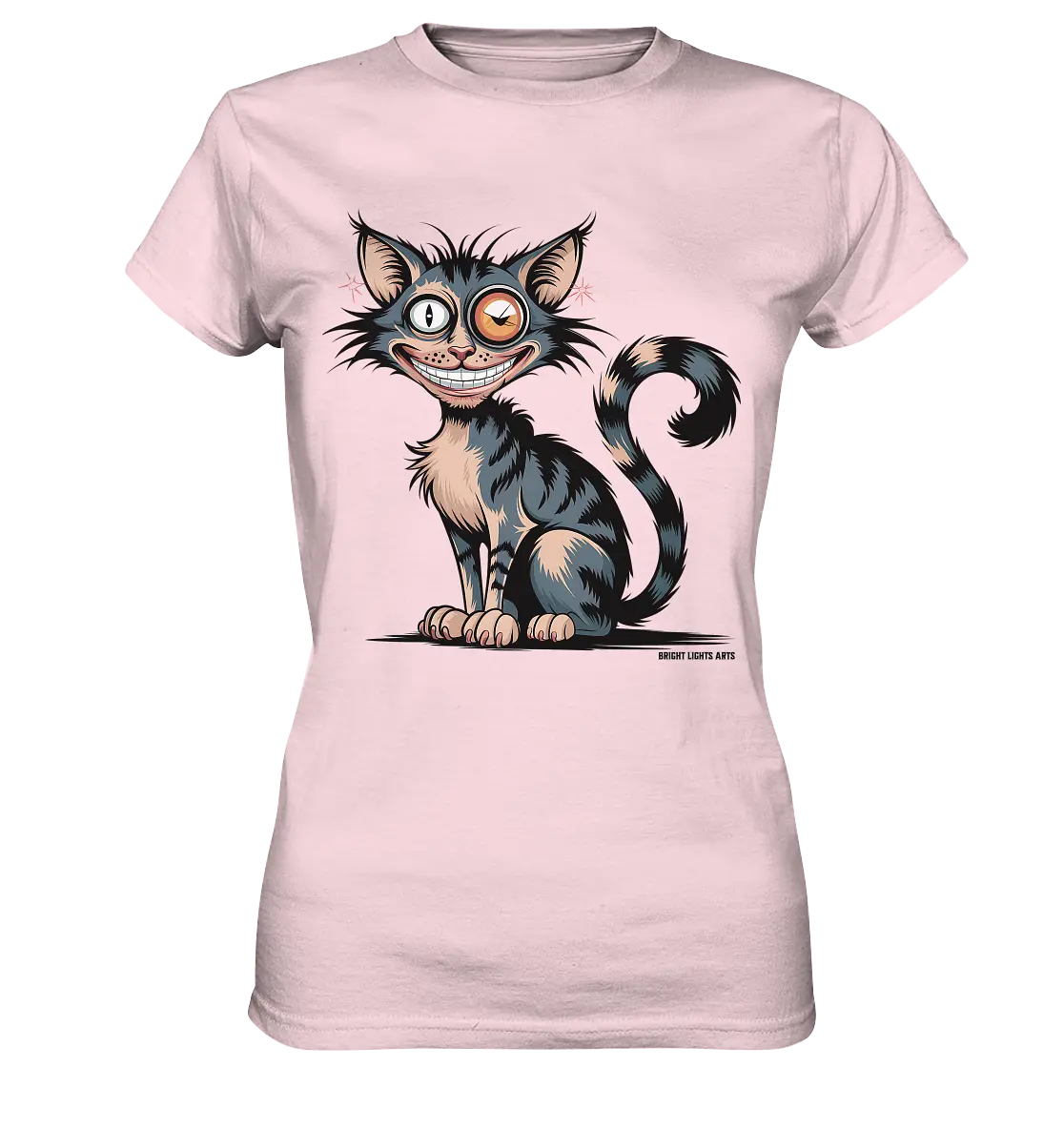 Frech und außergewöhnlich Cartoon Katze mit wildem Blick Ein humorvolles Design - Ladies Premium Shirt Bright Lights Arts