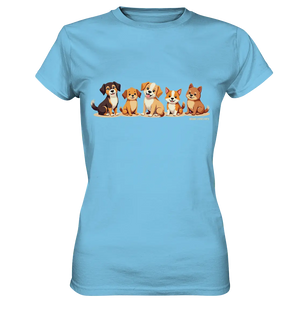 Fünf süße Cartoon - Hunde – Perfektes Geschenk für Hundefreunde - Ladies Premium Shirt - Bright Lights Arts
