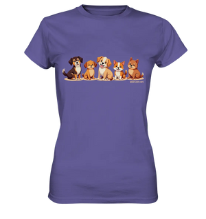 Fünf süße Cartoon - Hunde – Perfektes Geschenk für Hundefreunde - Ladies Premium Shirt - Bright Lights Arts