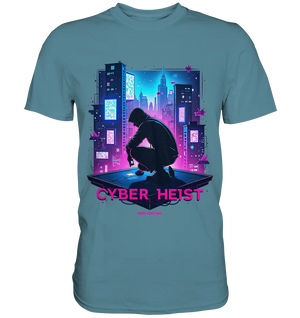 Futuristische Hacking Szene im Cyberpunk Stil - Premium Shirt Bright Lights Arts