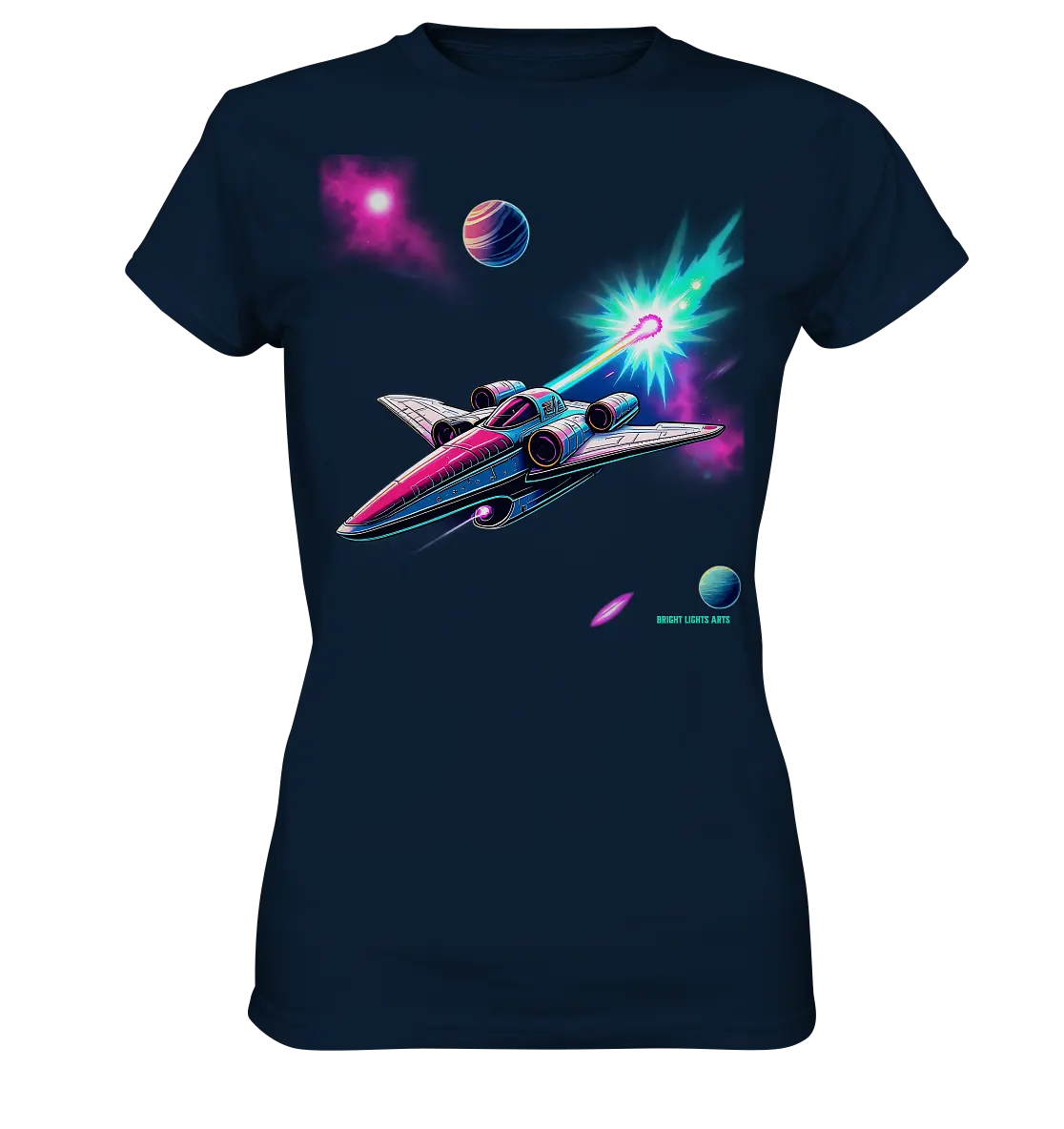Futuristisches Raumschiff in kosmischer Szene - Ladies Premium Shirt Bright Lights Arts