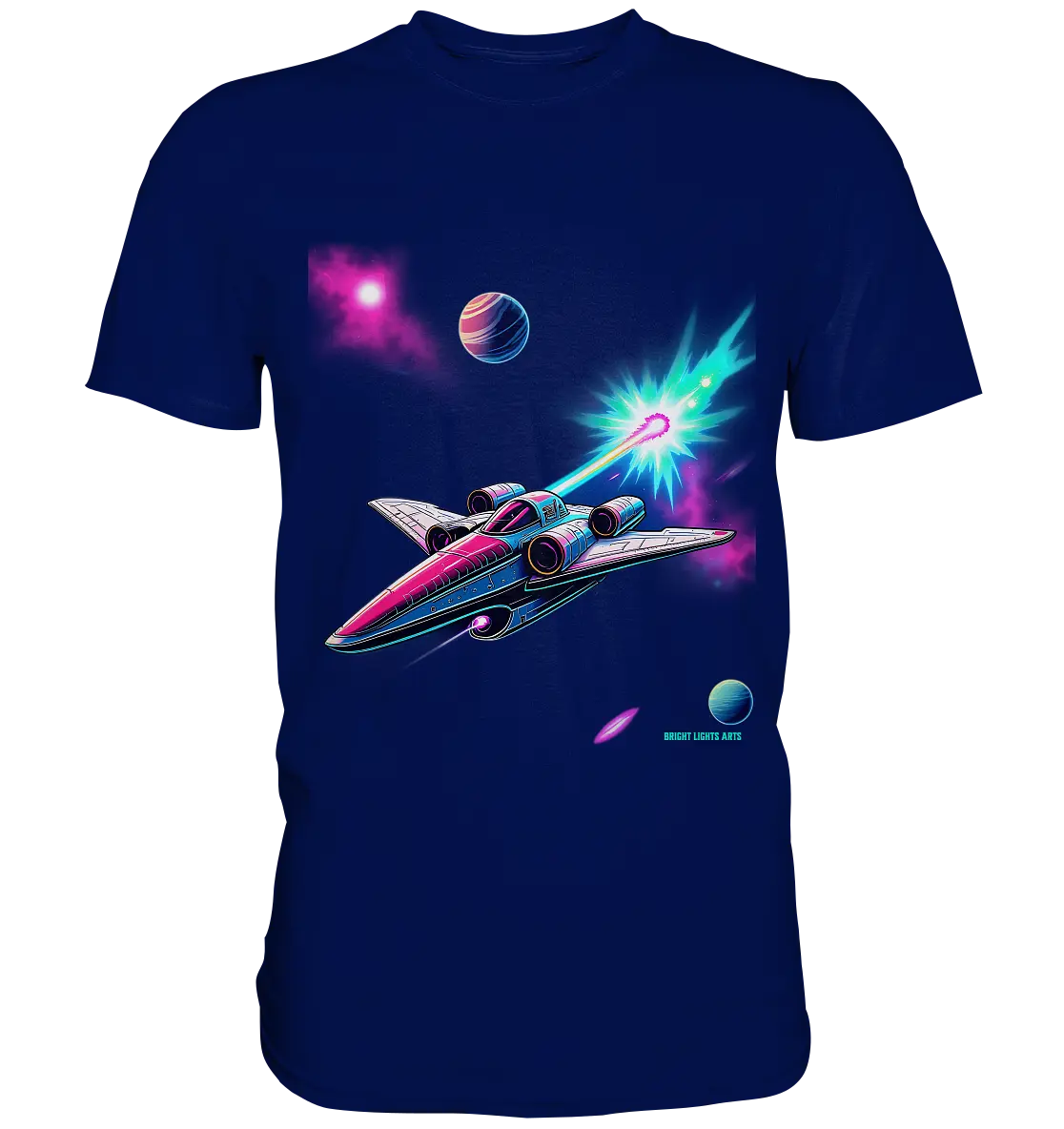 Futuristisches Raumschiff in kosmischer Szene - Premium Shirt Bright Lights Arts