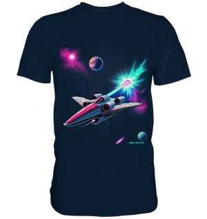 Futuristisches Raumschiff in kosmischer Szene - Premium Shirt Bright Lights Arts