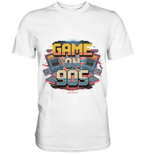 GAME ON 90S Retro Gaming Design - Premium Shirt Bright Lights Arts