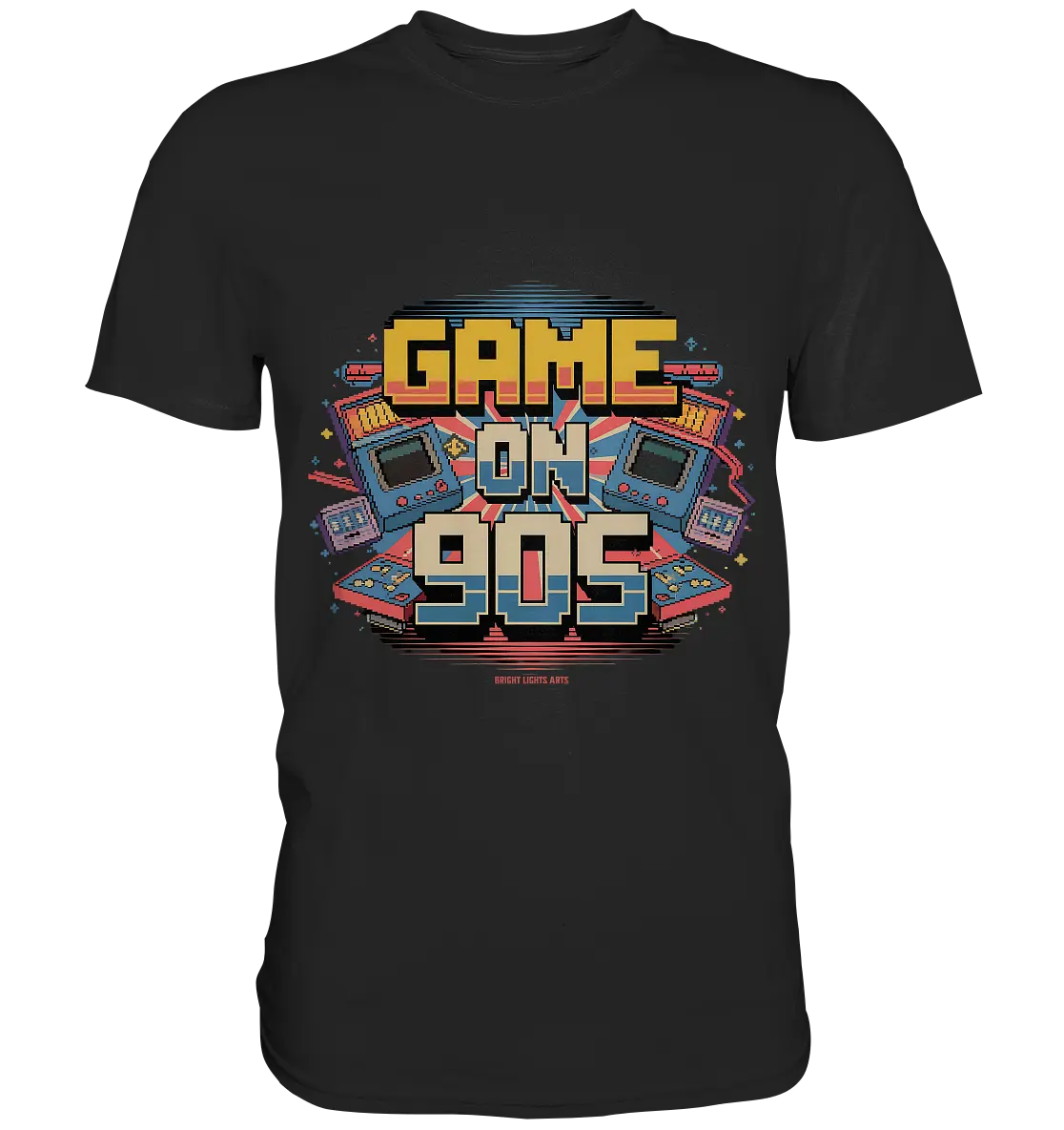 GAME ON 90S Retro Gaming Design - Premium Shirt Bright Lights Arts