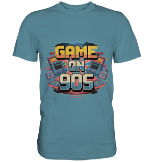 GAME ON 90S Retro Gaming Design - Premium Shirt Bright Lights Arts