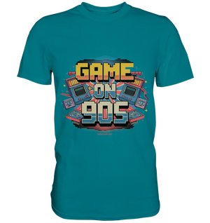 GAME ON 90S Retro Gaming Design - Premium Shirt Bright Lights Arts