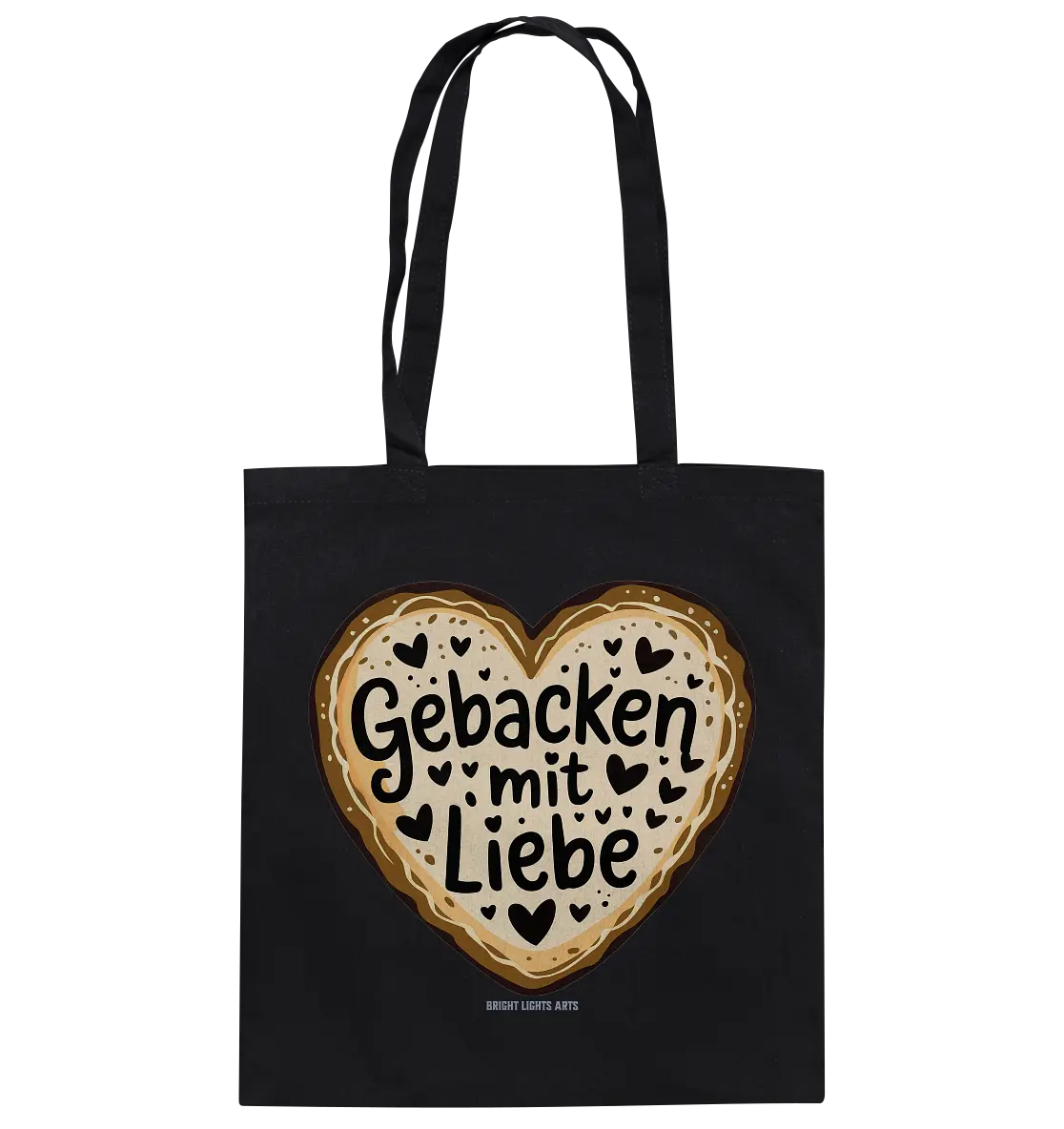 Gebacken mit Liebe – Herzgebäck - Baumwolltasche Bright Lights Arts