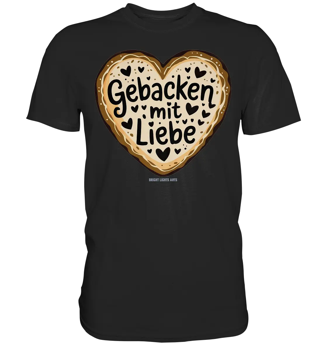 Gebacken mit Liebe – Herzgebäck - Premium Shirt Bright Lights Arts