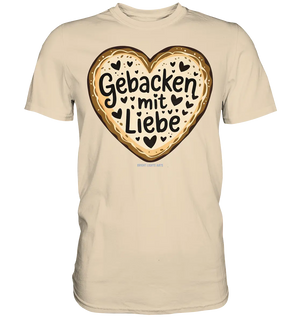 Gebacken mit Liebe – Herzgebäck - Premium Shirt Bright Lights Arts