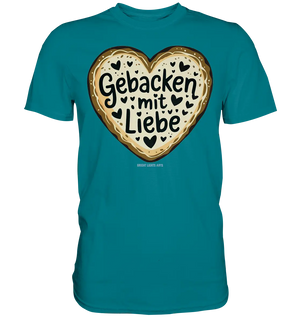 Gebacken mit Liebe – Herzgebäck - Premium Shirt Bright Lights Arts