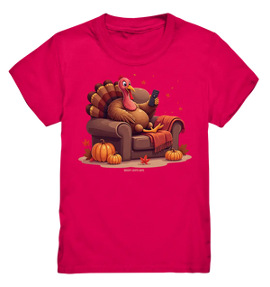 Gemütlicher Cartoon Truthahn in einem Sessel Herbstliches und humorvolles Erntedank Kunstwerk - Kids Premium Shirt Bright Lights Arts