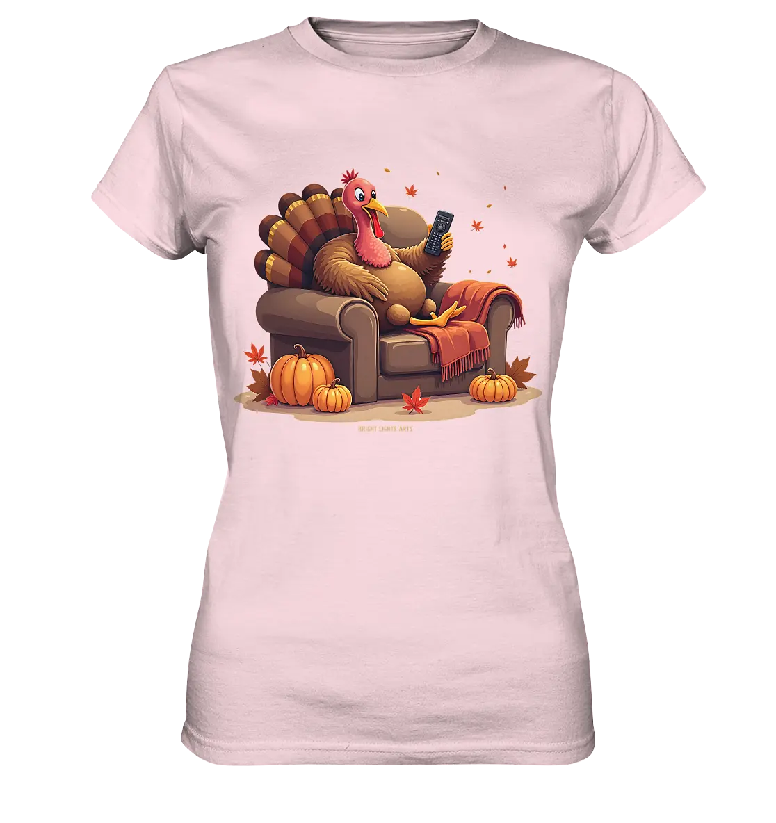 Gemütlicher Cartoon Truthahn in einem Sessel Herbstliches und humorvolles Erntedank Kunstwerk - Ladies Premium Shirt Bright Lights Arts