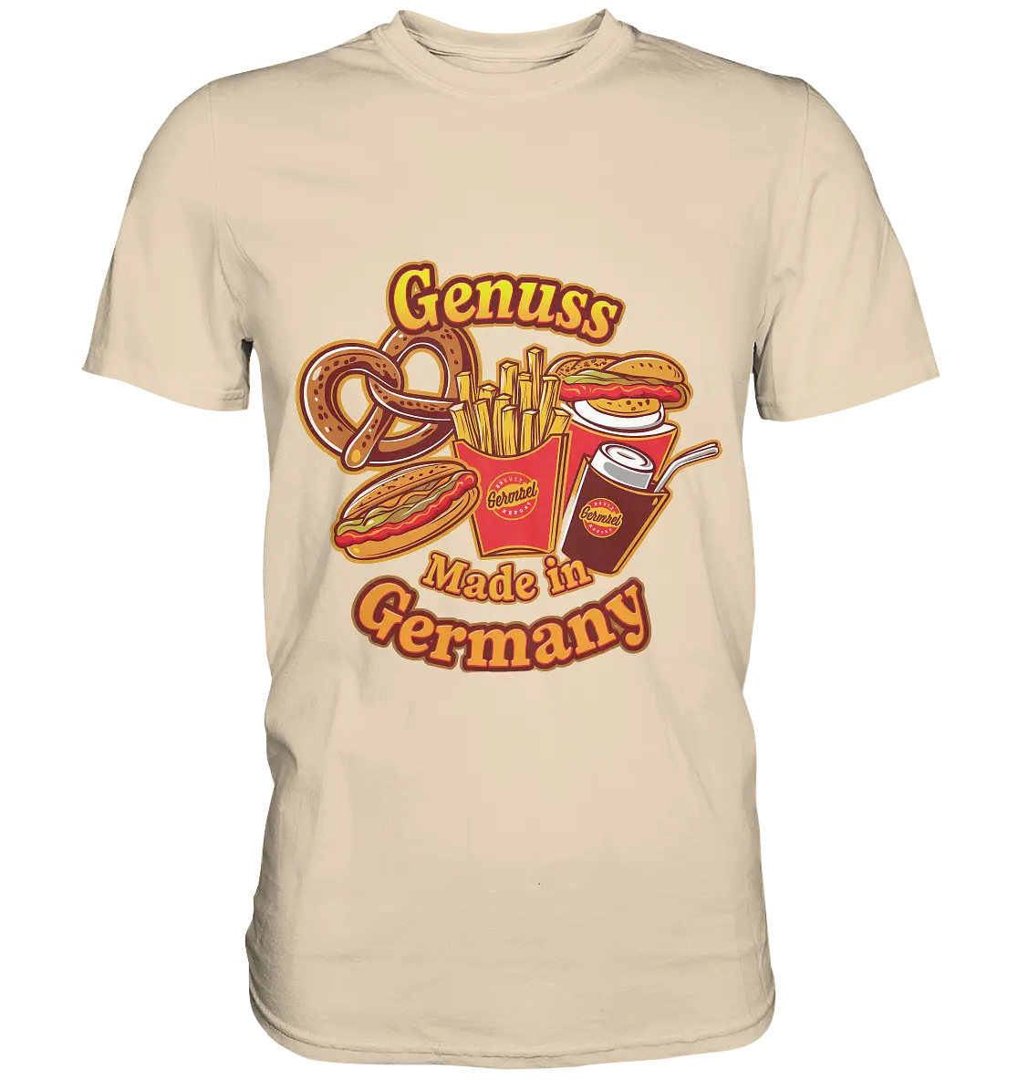 Genuss Made in Germany – Imbissliebe im Cartoon-Stil - Premium Shirt Bright Lights Arts
