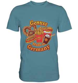 Genuss Made in Germany – Imbissliebe im Cartoon-Stil - Premium Shirt Bright Lights Arts