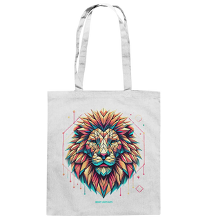 Geometrischer Löwenkopf in lebendigen Farben - Baumwolltasche Bright Lights Arts