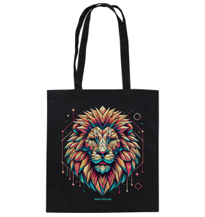 Geometrischer Löwenkopf in lebendigen Farben - Baumwolltasche Bright Lights Arts