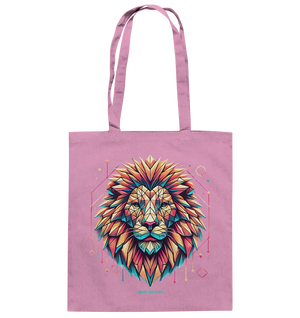 Geometrischer Löwenkopf in lebendigen Farben - Baumwolltasche Bright Lights Arts