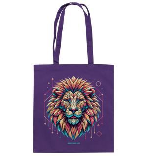 Geometrischer Löwenkopf in lebendigen Farben - Baumwolltasche Bright Lights Arts