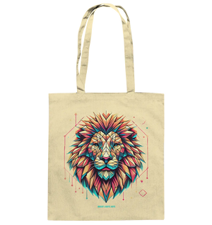 Geometrischer Löwenkopf in lebendigen Farben - Baumwolltasche Bright Lights Arts
