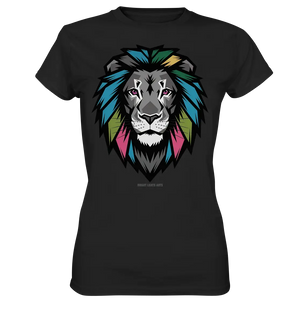 Geometrischer Löwenkopf in lebendigen Farben Kunstvolles Design - Ladies Premium Shirt Bright Lights Arts