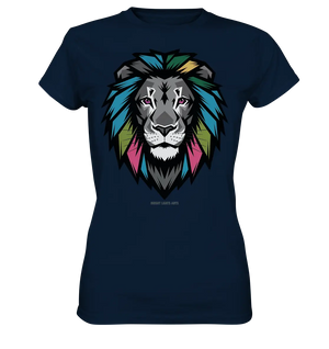 Geometrischer Löwenkopf in lebendigen Farben Kunstvolles Design - Ladies Premium Shirt Bright Lights Arts