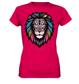 Geometrischer Löwenkopf in lebendigen Farben Kunstvolles Design - Ladies Premium Shirt Bright Lights Arts